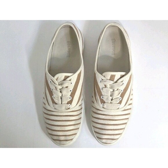 Soludos Classic Lace Up Sneaker Women's Sz 10 - Preowned - Brown & White Stripes - Picture 6 of 7